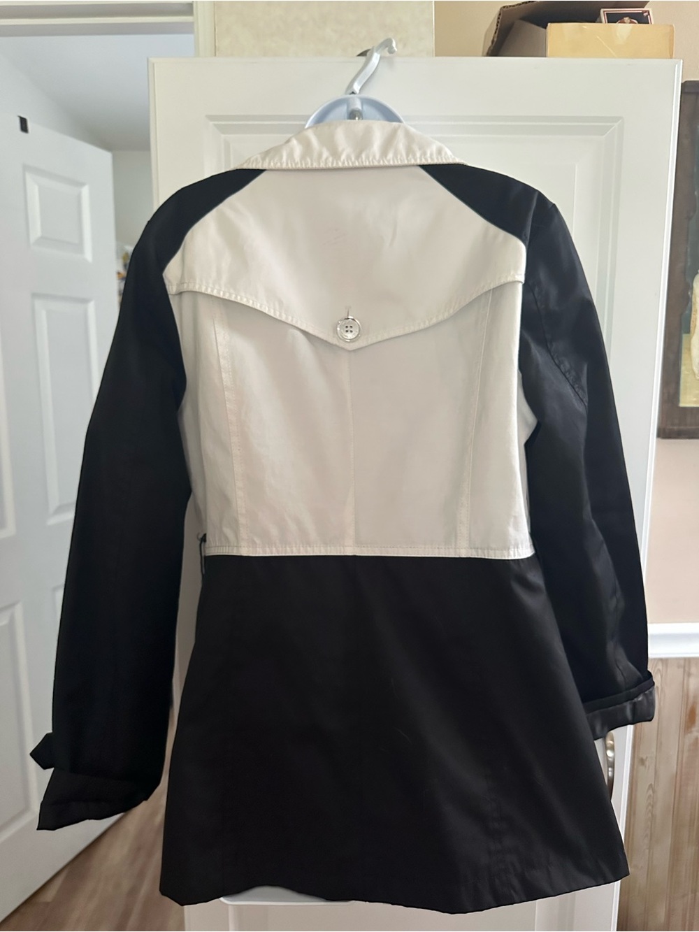 Michael Kors Black and Cream Colorblock Trench Coat - Picture 2 of 6